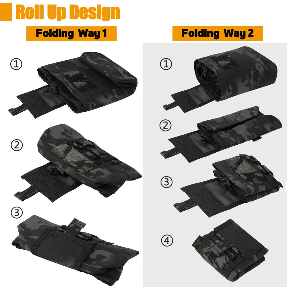 KRYDEX Molle Dump Pouch Roll-Up Drawstring Magazine Utility Pouch Folding Dump Bag (MCBK)