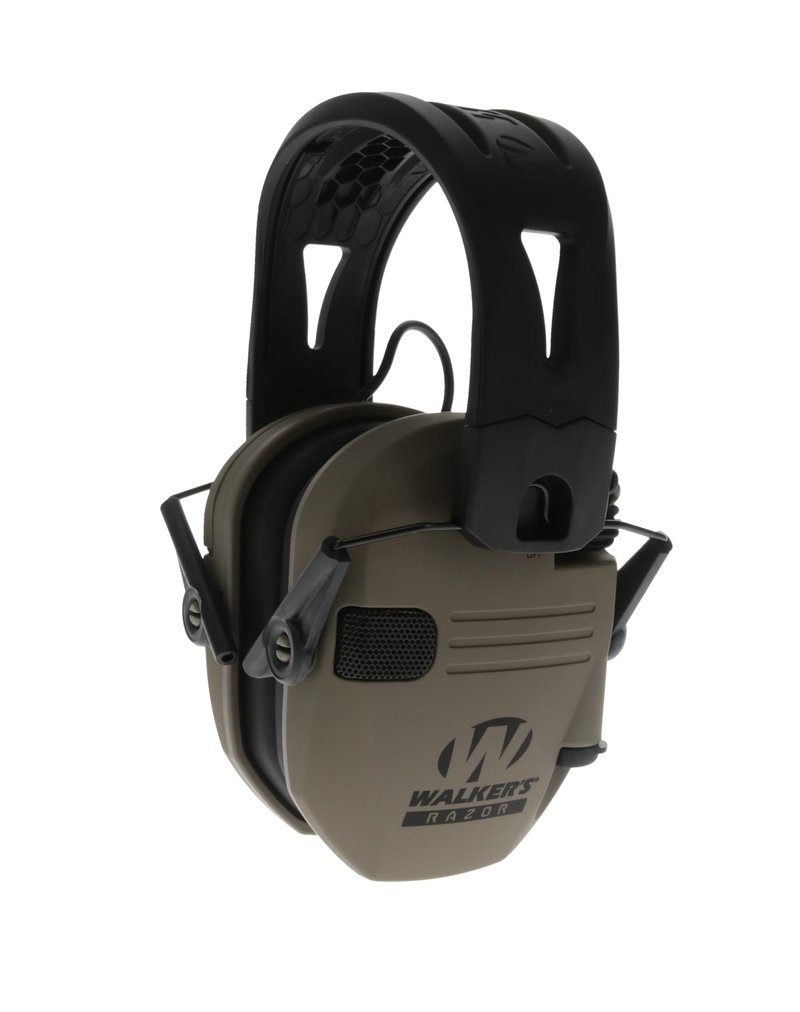 Walker's Razor Tacti-Grip Earmuffs- Flat Dark Earth, High Performance Silicone Composite Slip Free Headband- Natural Sound Clarity Full Dynamic Range 23 NRR, fde