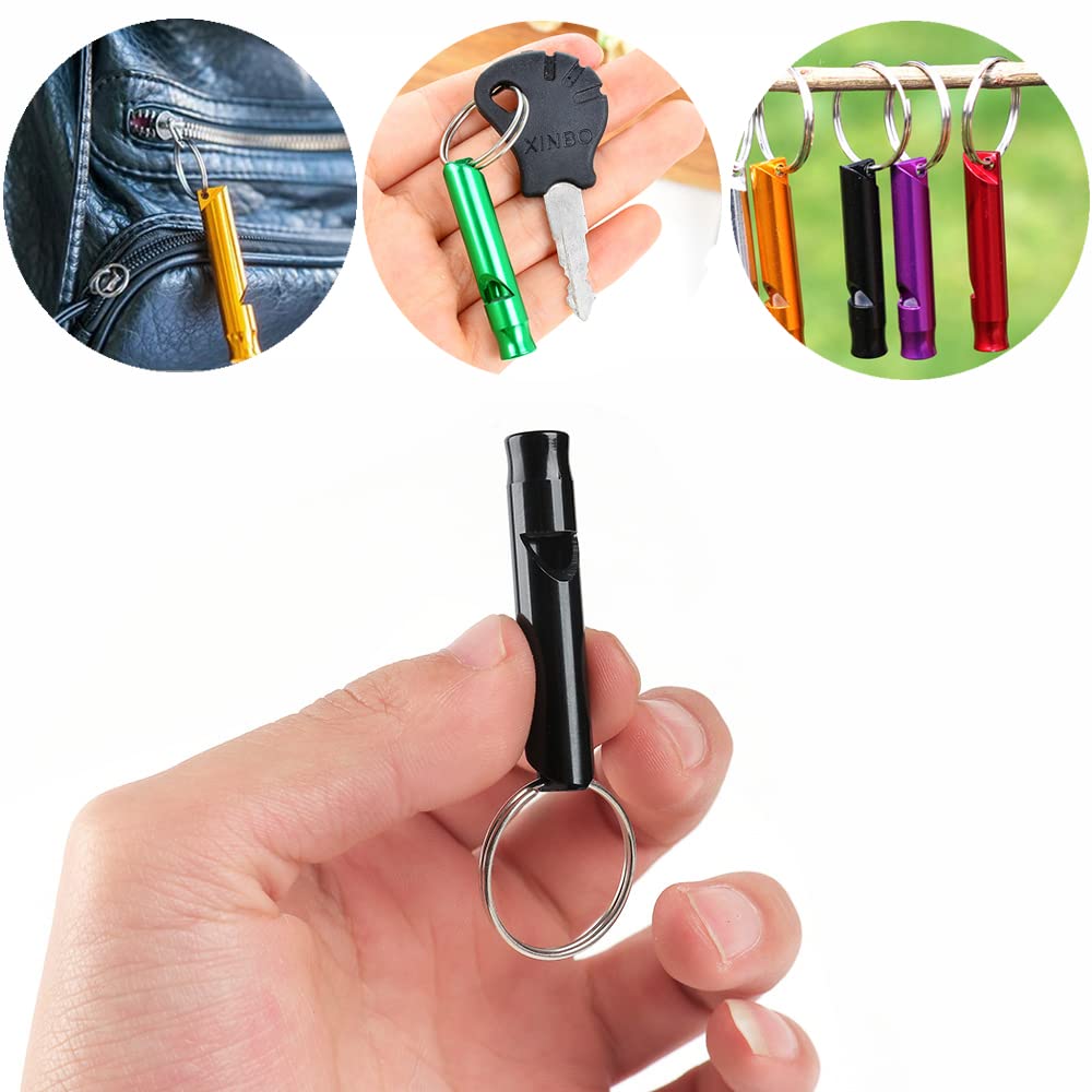 Tergy 100 Pieces Emergency Whistle with Keychain Aluminum Whistle Survival Whistle Key Chain for Camping Hiking Boating Hunting Fishing