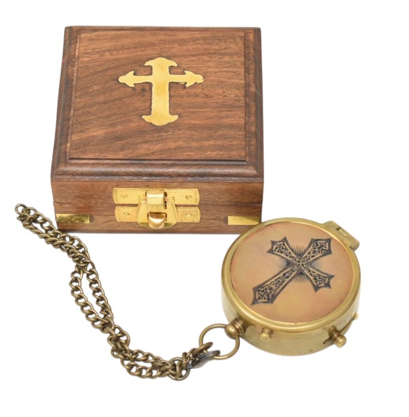 Engraved Personalized Inscription Antique Brass Compass Engraved with Leather Case Son Mom Children Gift Baptism Birthday Easter Decor