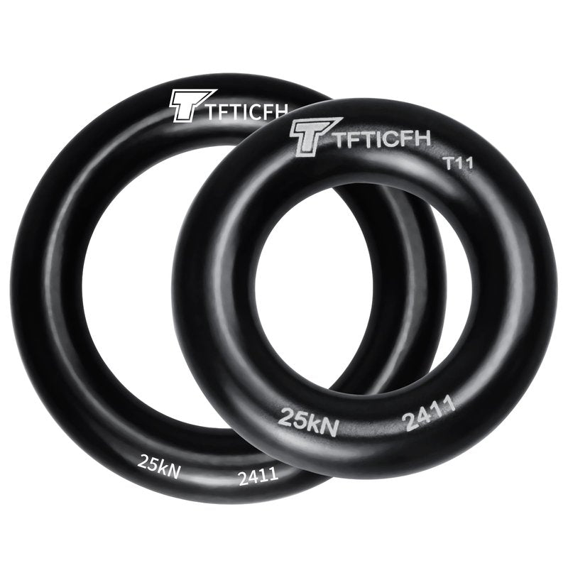 TFTICFH 25kN Rappel Ring, Aluminum Climbing O-Ring, High Strength Durable Tension Ring for Rock Climbing Arborist Hammock Rescue Slackline Rigging Tree Climbing Rappelling,2pc