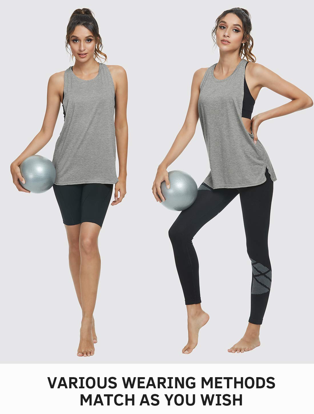 Cosy Pyro Workout Tank Tops for Women Lightweight Running Tanks Basic Gym Tops Sleeveless Athletic Yoga Shirts-4 Pack Black/Light Gray/White/Blue Small