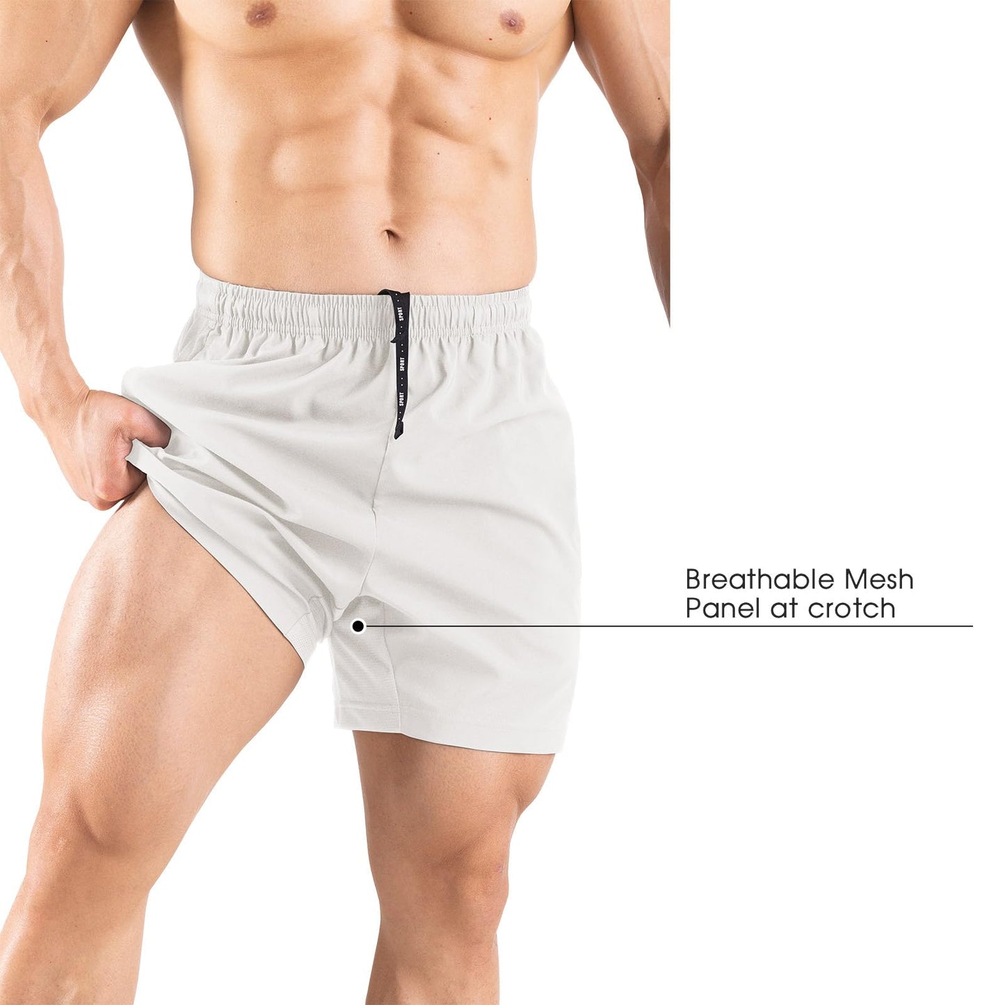 Gaglg Men's 5" Running Shorts 2 Pack Quick Dry Athletic Workout Gym Shorts with Zipper Pockets White/Red,Large