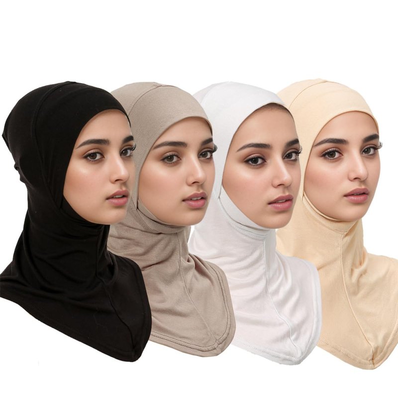 Yeieeo 4 Pieces Muslim Inner Hijab Cap for Women Turban Underscarf Undercap Bonnet Islamic Jersey Tube Caps(color1)