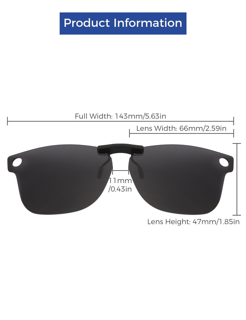 HILEEN Polarized Clip-on Sunglass for Ray-Ban Meta Wayfarer RW4006 & Gen 2 RW4012 Regular 50-22 for Men Women UV Protection-Black