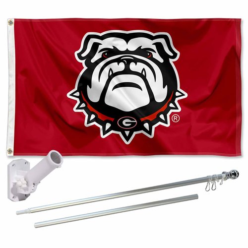 College Flags & Banners Co. Georgia Bulldogs Red Dawgs Flag and Pole Bracket Mount Bundle
