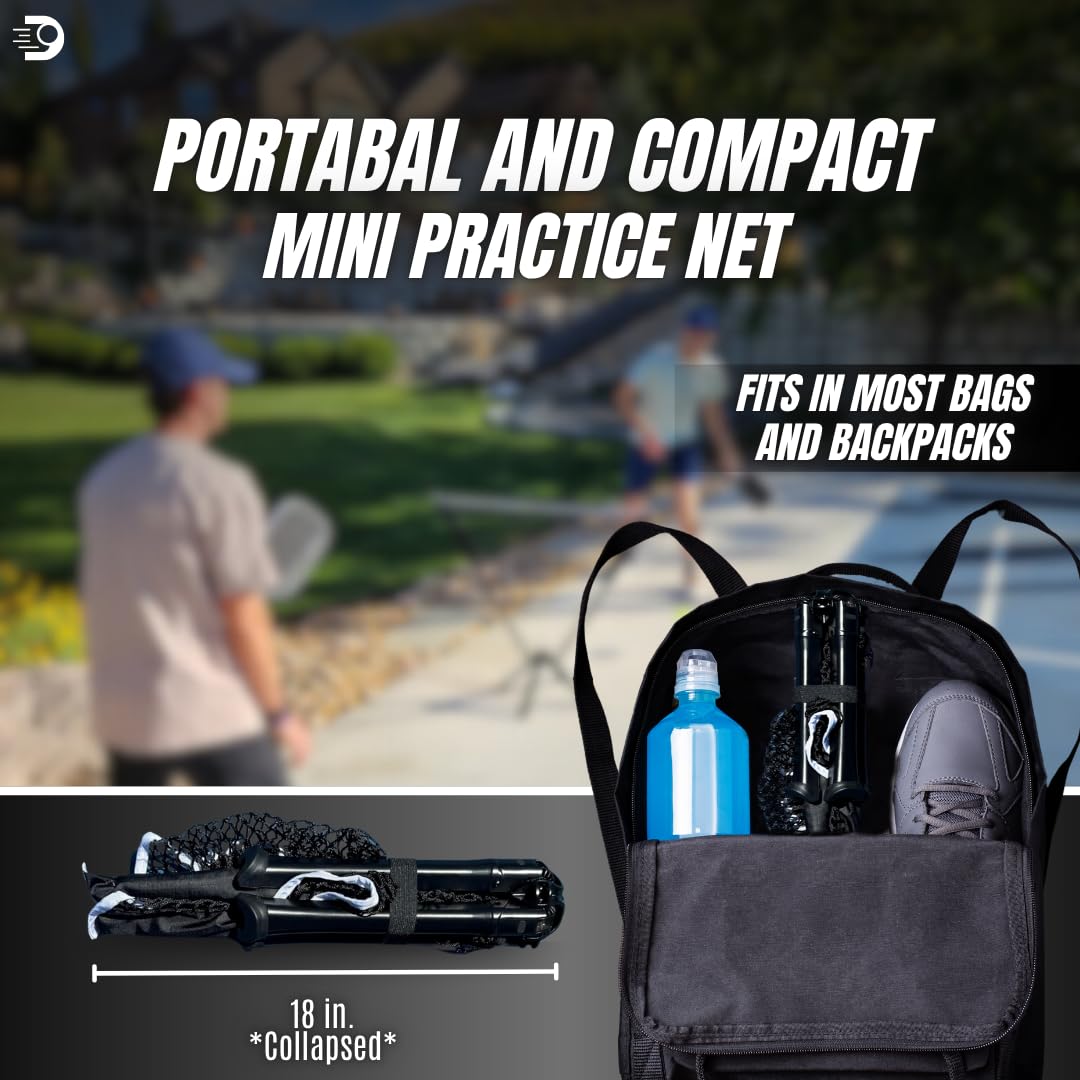 Dinkaroo™ Mini Portable Pickleball Practice Net - Pop-Up Training Net for Dinks, Volleys & Warm-Ups - Lightweight, Compact & Travel-Ready - Easy Setup Backyard Sports Trainer (Patent Pending)