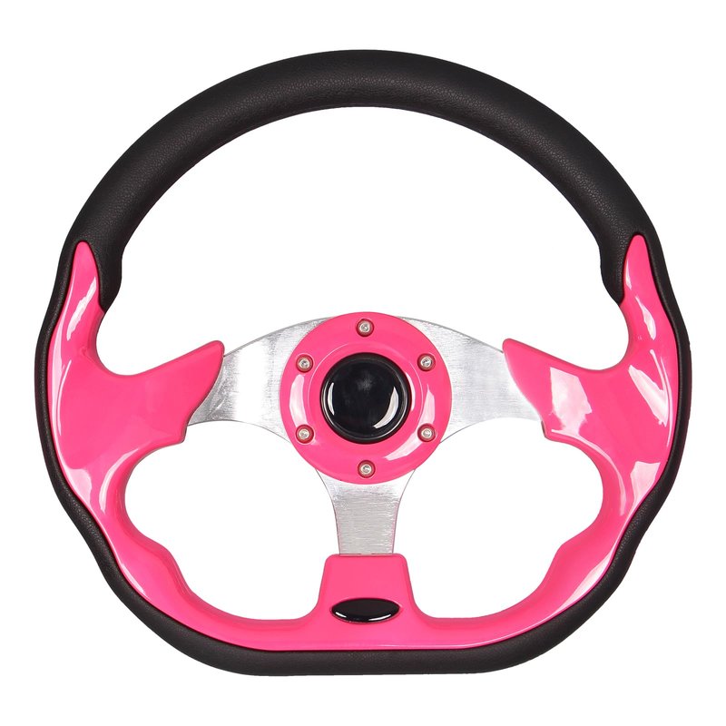 GONMOT Pink D Shape Golf Cart Steering Wheel Universal Fit for Golf Cart Club Car DS and Precedent EZGO RXV & TXT, Yamaha, Tempo with Silver Aluminum Frame