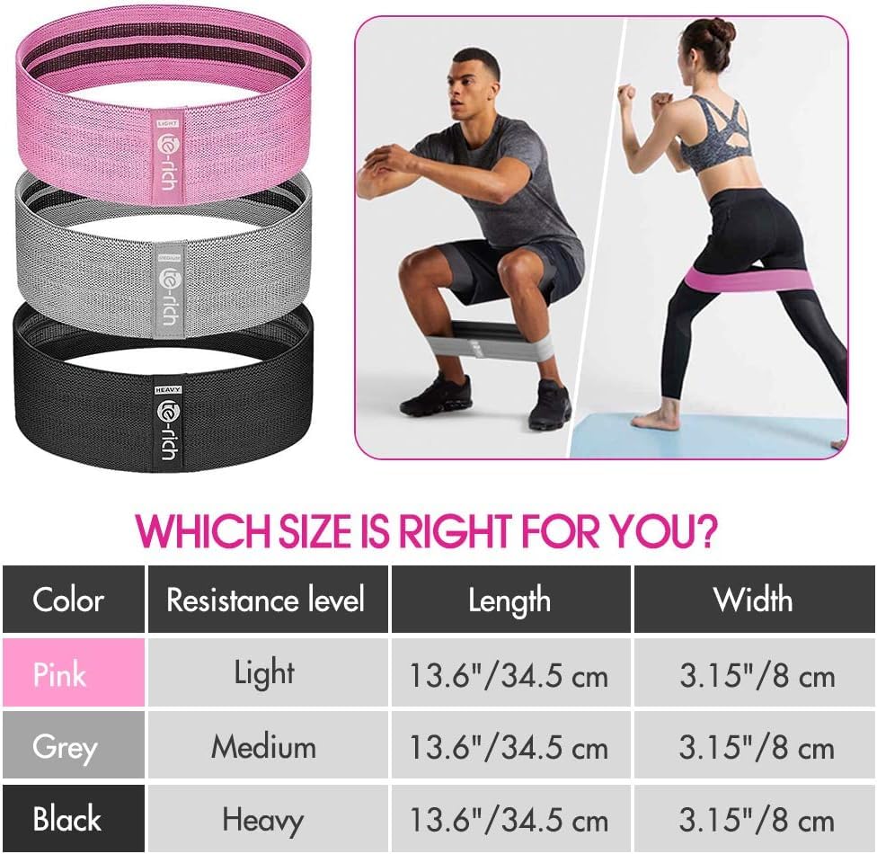 Resistance Bands, Fabric Workout Bands for Women & Men, Cloth Booty Resistance Loop Bands, Non-Slip Thick Squat Bands for Butt, Legs, Thigh, Hip and Glute Excersing, Home Fitness, Pilates, Yoga