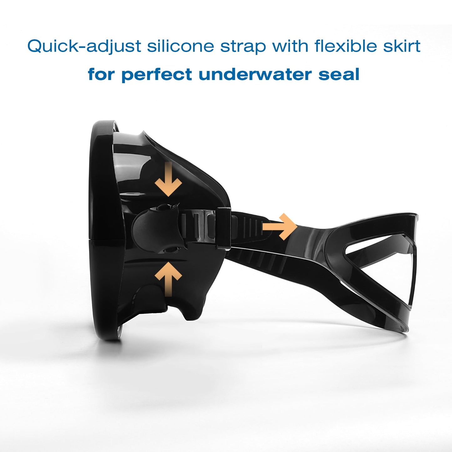 Mikinya Diving Mask Scuba Snorkeling & Spearfishing Gear for Adults, Freediving Mask with Anti-Fog Tempered Glass, HD Wide View Lens, Comfortable Water Goggles (Black + Black)