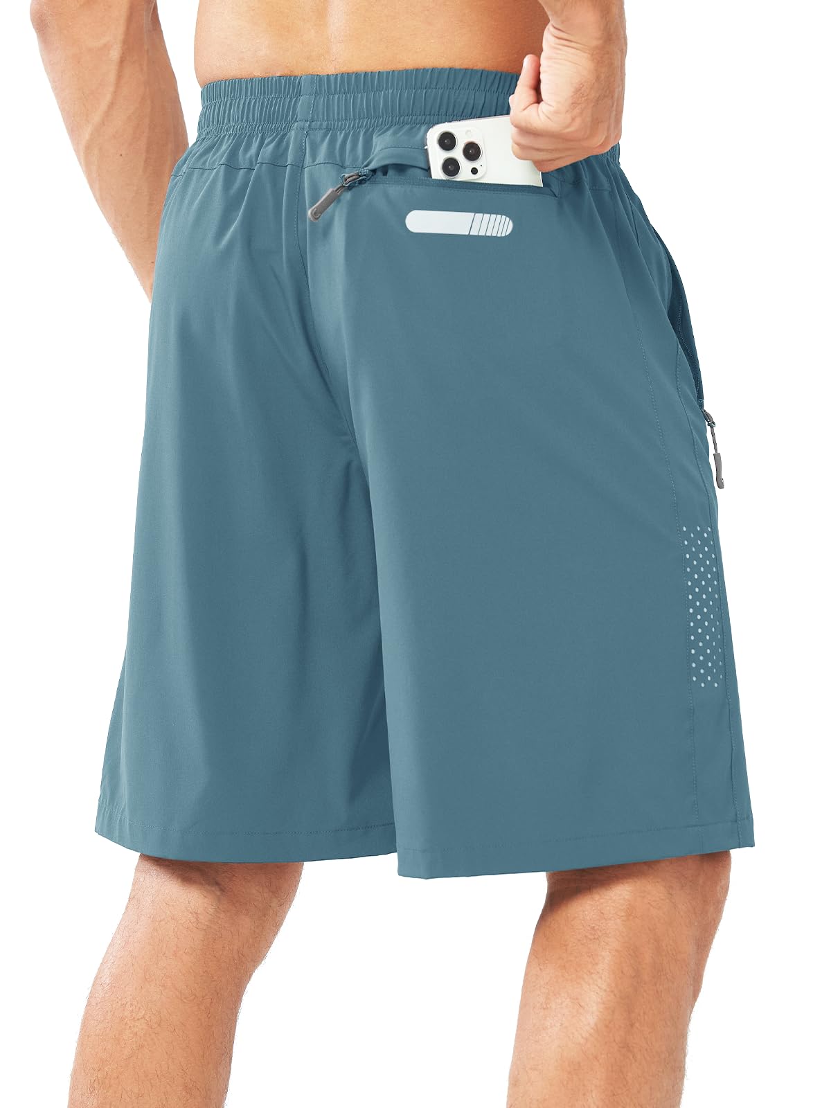 NORTHYARD Men's Athletic Running Shorts Gym Workout 7"/9"/5" Quick Dry Lightweight Sports Basketball Tennis 3 Zipper Pockets GREYBLUE-9inch S