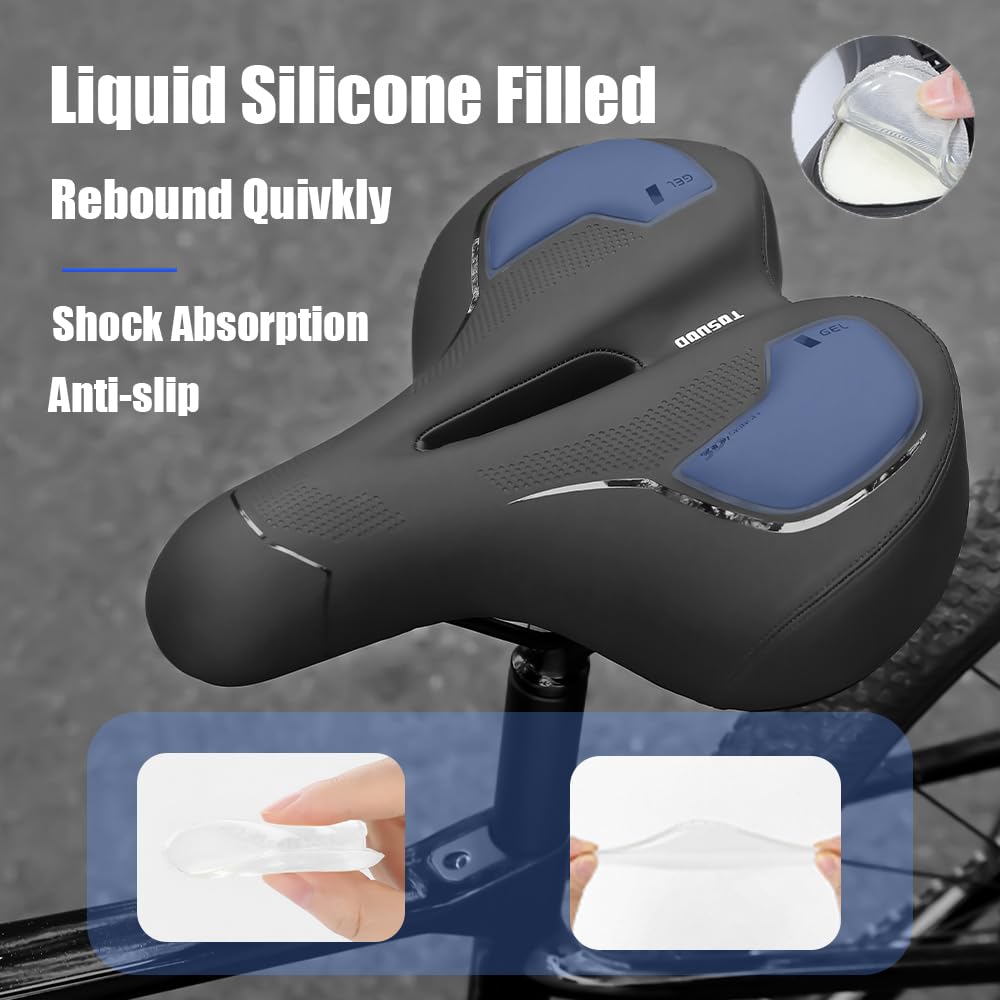 Oversize Bike Seat (11.8x10.8x5.8IN) for Peloton Bike Saddle with Gel Comfortable Bike Seat Cushion Bicycle Seat for Men Women Memory Foam Bicycle Saddle Fit for Exercise Bike Mountain City Bike