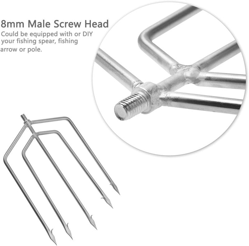 5/7 Prong Fishing Harpoon - Stainless Steel Gig Gaff Hook with 8mm Screw | Ideal for Flounder, Frog, and Pond Fishing