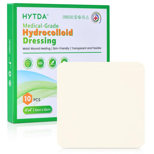 10 Pack Hydrocolloid Bandages, 4" x 4" FSA or HSA Hydrocolloid Dressing with Self-Adhesive for Wound Care, Blisters, Waterproof & Super Absorbent Hydrocolloid Patch for Fast Healing (0.4mm Thickness)