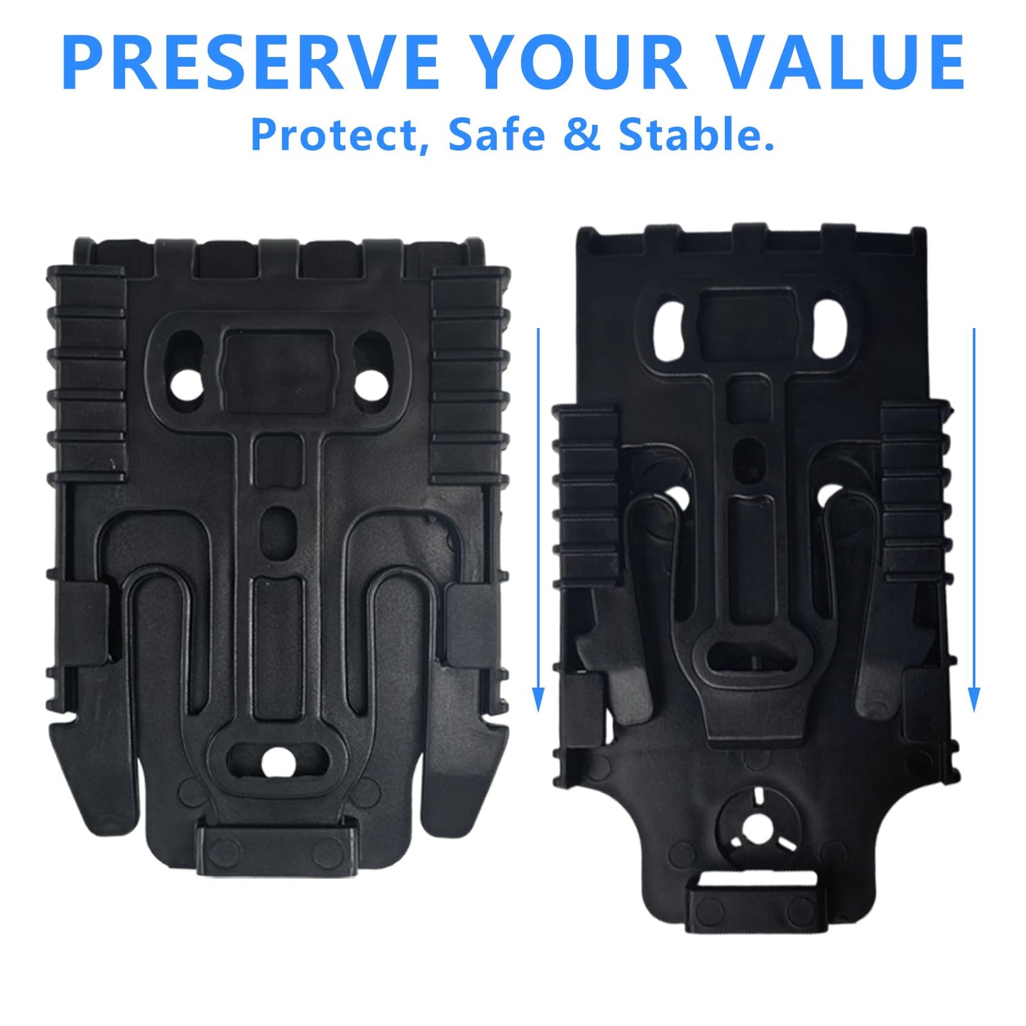 LAFENLIN Quick-Lock System 2-Pack for Tactical Holsters [Secure & Fast Swap] - A Few Seconds Detach Mount for Police, Security & Range Shooters, Fits Duty Belts & Thigh Rigs (Black)