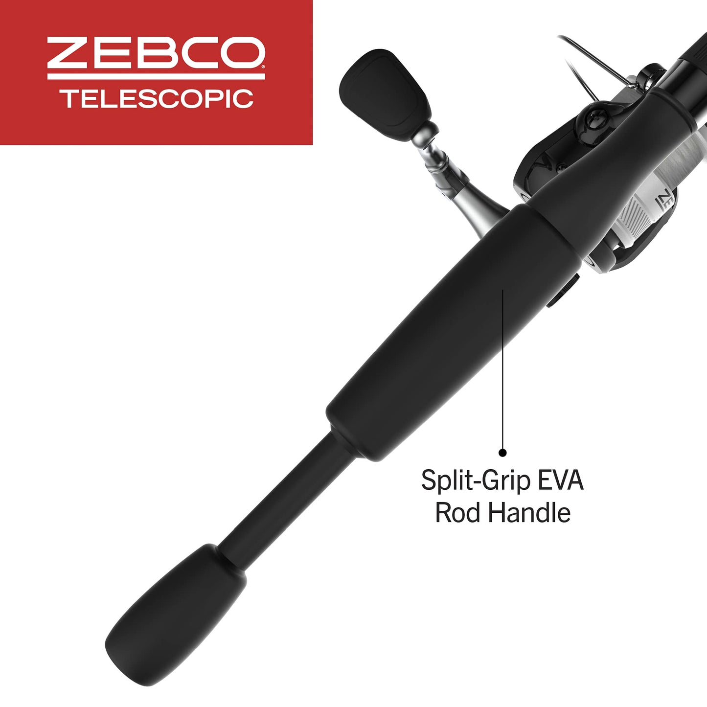 Zebco 33 Micro Triggerspin Spincast Reel and Telescopic Fishing Rod Combo, Extendable 19-Inch to 5-Foot Telescopic Fishing Pole, QuickSet Anti-Reverse Fishing Reel with Bite Alert, Silver/Black