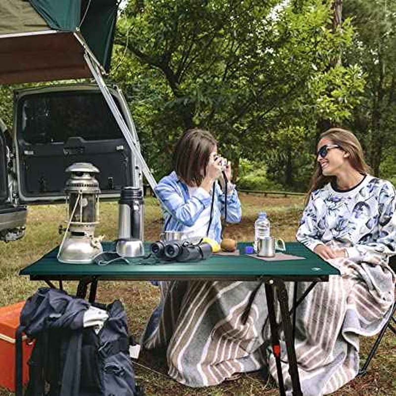 VILLEY Portable Camping Table with Adjustable Legs, Lightweight Aluminum Folding Beach Table with Carrying Bag for Outdoor Cooking, Picnic, Beach, Backyards, BBQ and Party