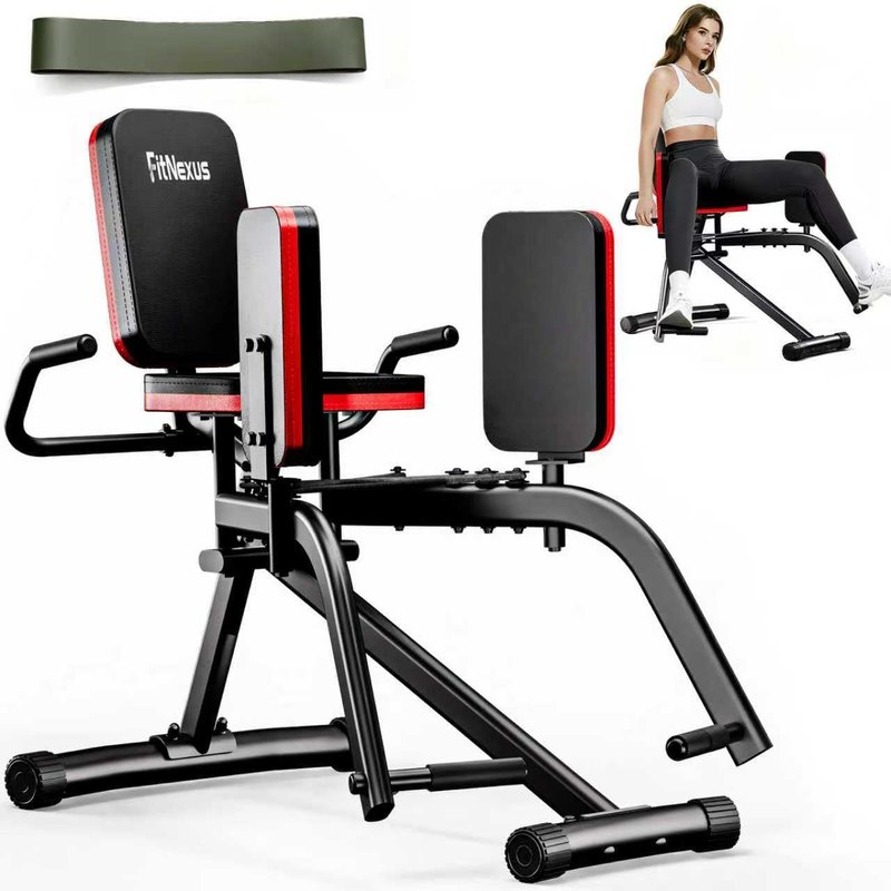 FitNexus Hip Abductor Machine for Women/Men, Compact Glute Machine & Leg Exercise Equipment with Resistance Band, 6-Level Adjustable Booty Builder for Home Gym, Ultra Quiet, 360° Adjustable Leg Pads