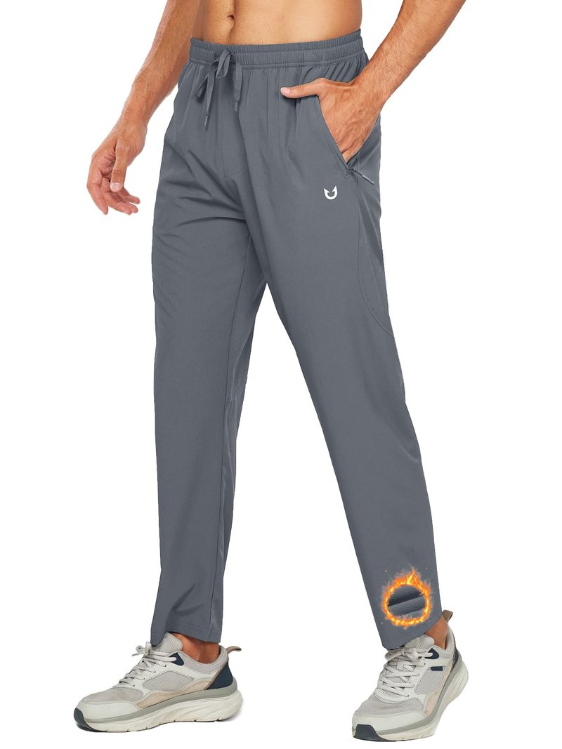 NORTHYARD Men's Fleece Lined Pant Winter Warm Sweatpant Wind Cold Weather Pants Running Athletic Workout Gym Joggers SMOKEGREY L