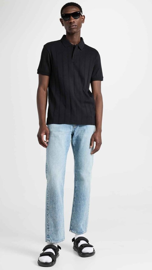 Club Monaco Men's Wide Rib Polo, Caviar, Black, S