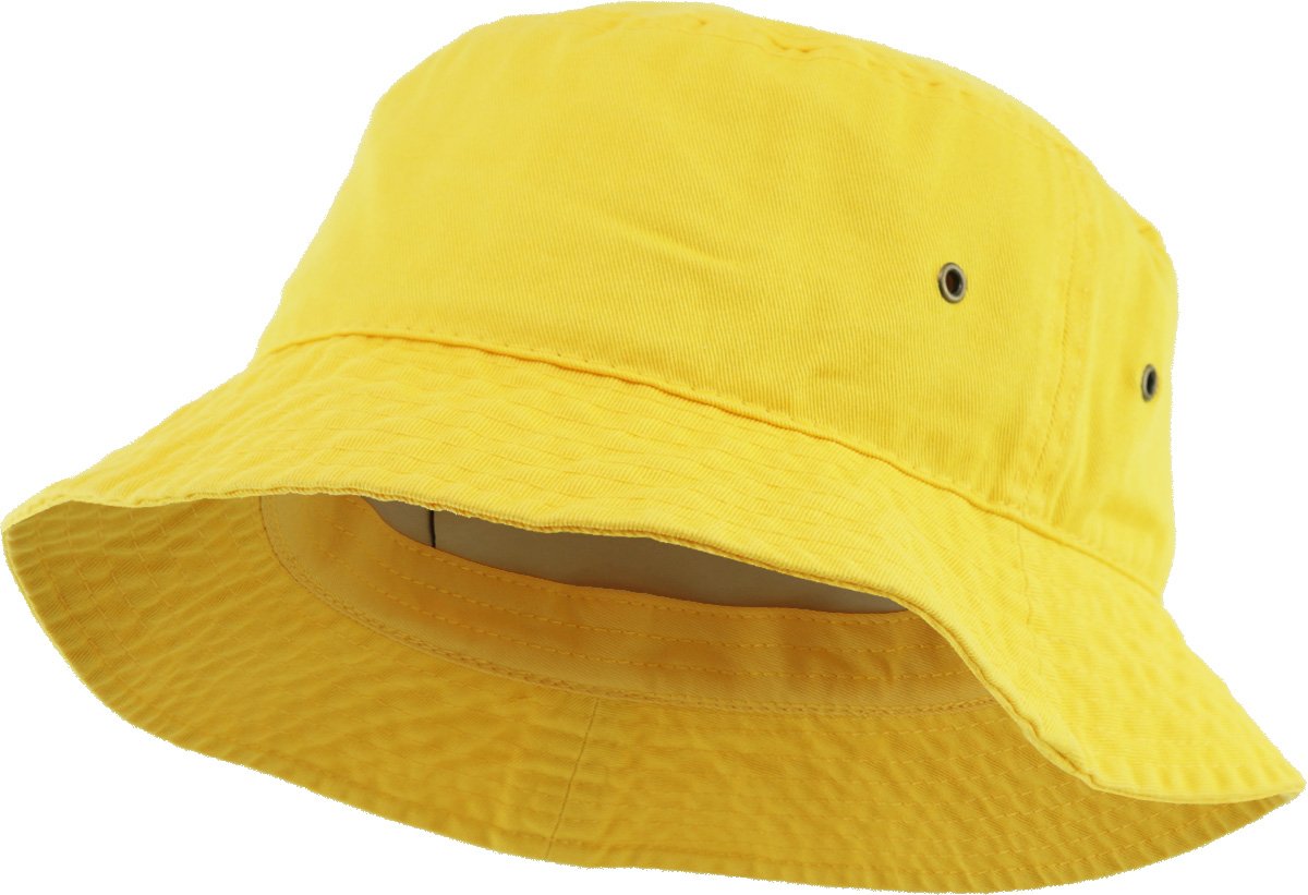 KBM-500 YEL L/XL Unisex Washed Cotton Bucket Hat Summer Outdoor Cap
