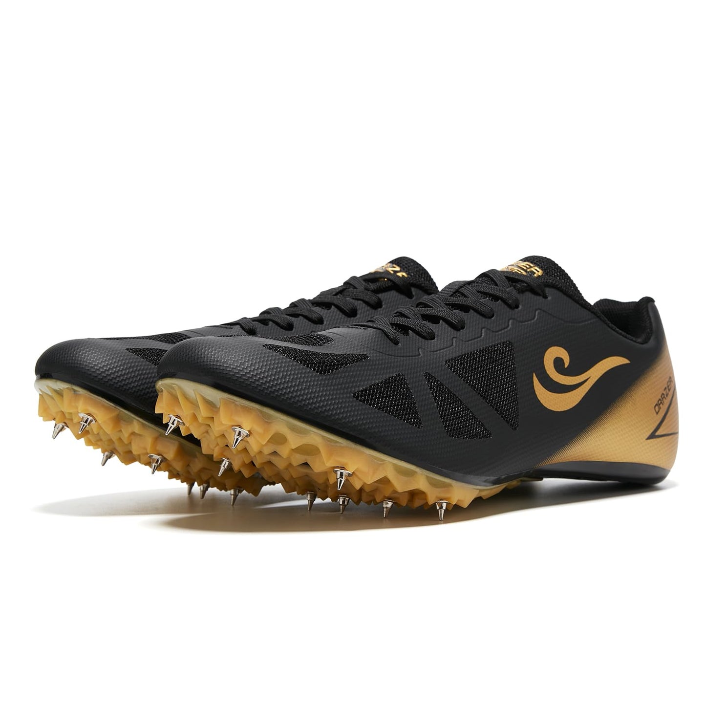 ORRZER Men's Track and Field Spikes Shoes for Women Lightweight Running and Jumping Sneakers Black/Gold