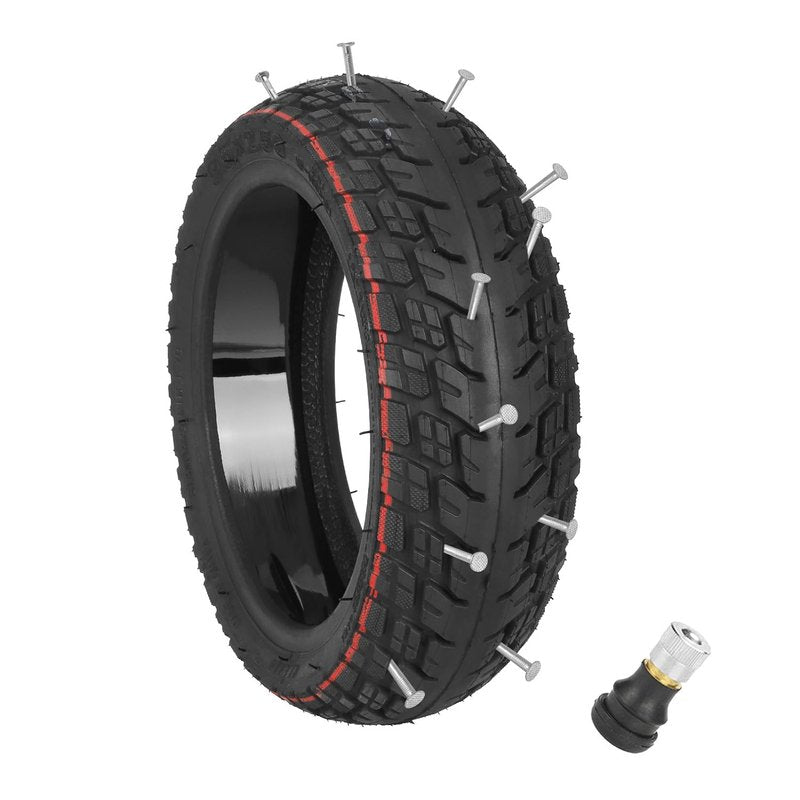 LHROPA 9.5 x 2.5 9.5" Rubber Built-in Self-repair Puncture-proof Tubeless Tire + Straight nozzle Repairable for NIU Kick Scooter KQi3 Sport/Pro/Max Electric Scooter Live Glue Tyre Parts (1)
