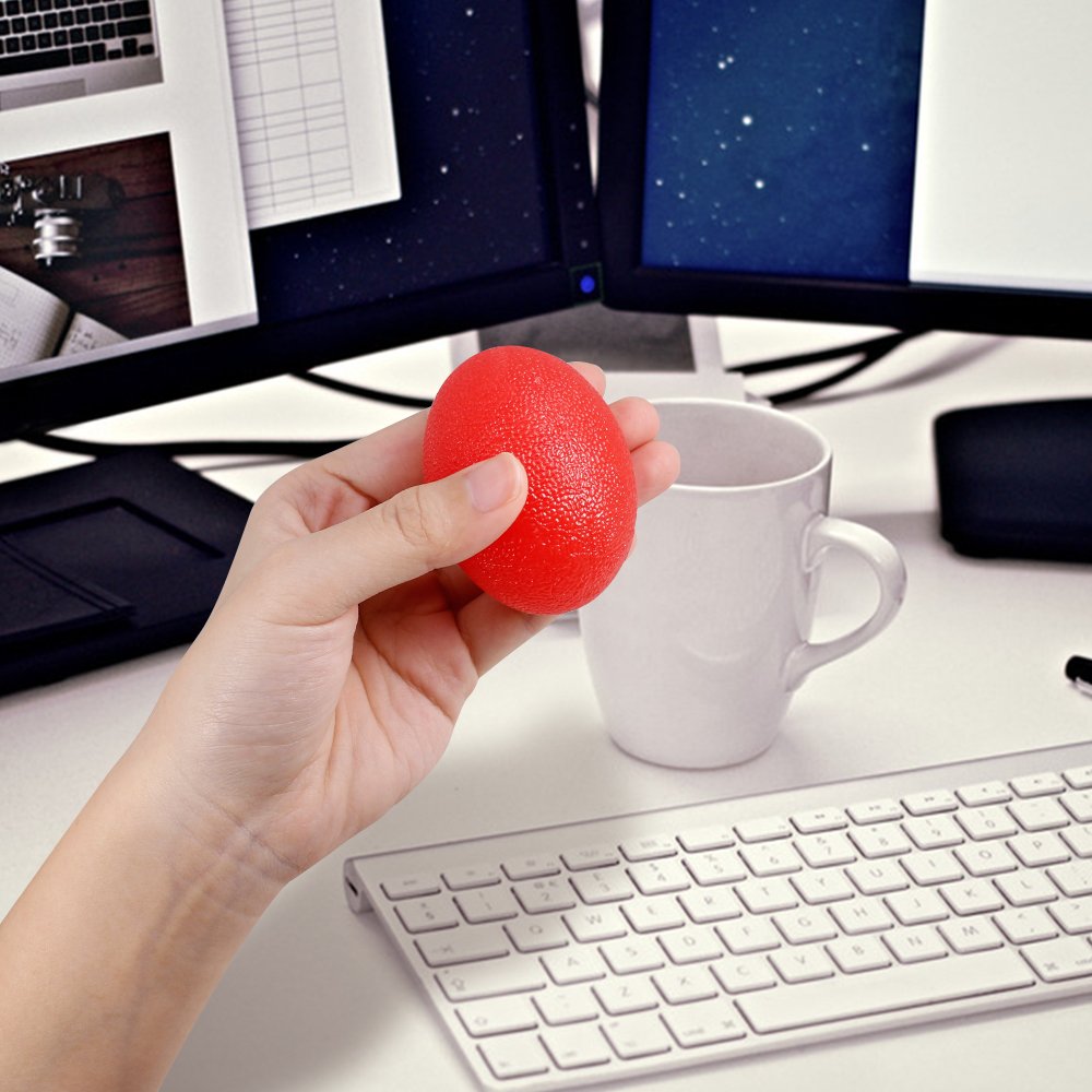 SourceTon Fidgets Stress Relief Ball, Egg-Shape Hand, Finger Grip Strengthening Therapy Stress Balls, Great Physical Rehabilitation & Grip Strengthener, Pack of 5 Squeeze Balls