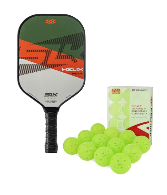 Selkirk Sport SLK Helix Pro Legend Olive Pickleball Paddle & Pro S1 12pk Pickleball Ball Bundle