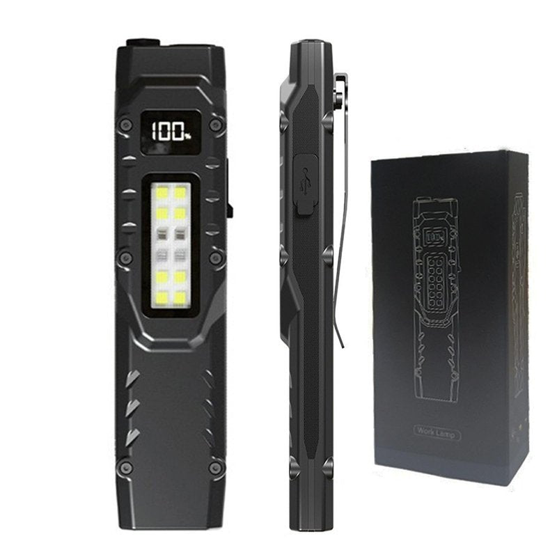 Tileon Tactical Flashlight, High Lumens EDC Flashlight with Digital Display, USB-C Rechargeable Flat Flashlight, Dual Switches & Side Light Small Pocket Flashlight for Camping,Hiking,Emergency