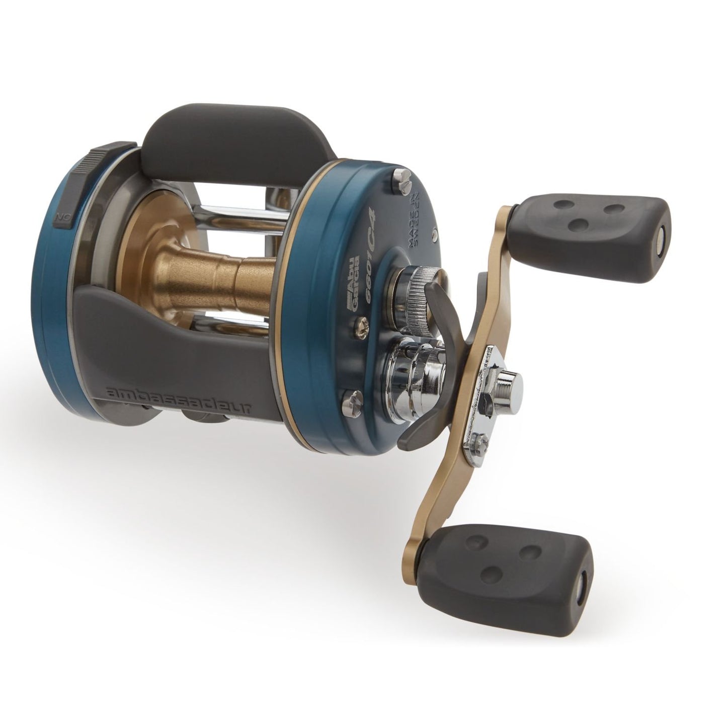 Abu Garcia Ambassadeur C4 Conventional Reel, Size 6600 (1292717), 4 Stainless Steel Ball Bearings + 1 Roller Bearing, Carbon Fiber Star Drag, Max of 15lb | 6.8kg,Blue