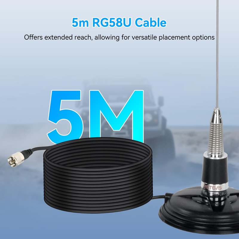 Retevis GMRS Antenna, NMO Antenna, 32-inch 462-467Mhz, Spring Magnetic Base with 16ft RG-58U Coaxial Cable,for Retevis RT97 RA86,Compatible with Midland MXT275 Cobra GMRS Radio(1Pack)