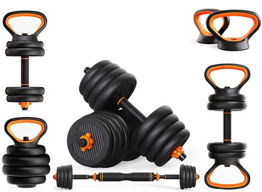 Adjustable Dumbbell Set,Free Weights Dumbbells Set with Connecting Rod Used as Barbell, Dumbbell, Kettlebell and Push-ups.Free Weights for Women and Men,Weight 44LB/66LB/88LB. (dumbbell-66lb)