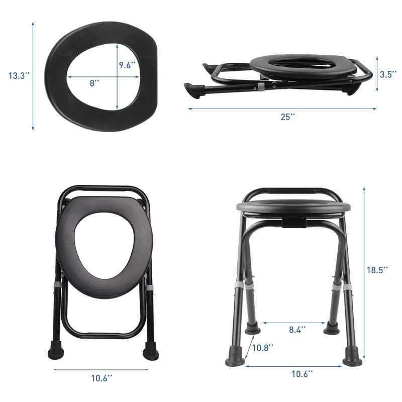 Upgraded Portable Toilet, Height Adjustable Camping Toilet Portable Potty for Camping, Hiking, Road Trip, Car, RV, Tent, Beach, Truck Drivers