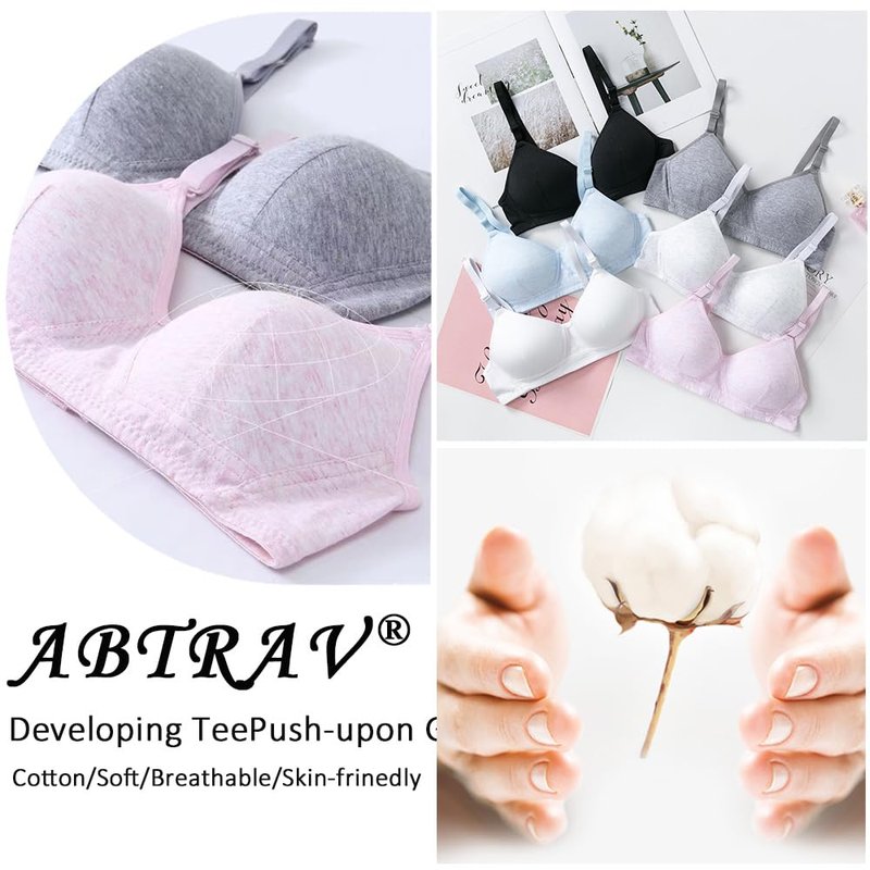 ABTRAV Teen Girls Bras Cotton Breathable Underwear Wire Free Training Bralette Sports Bra for 12-18 Years