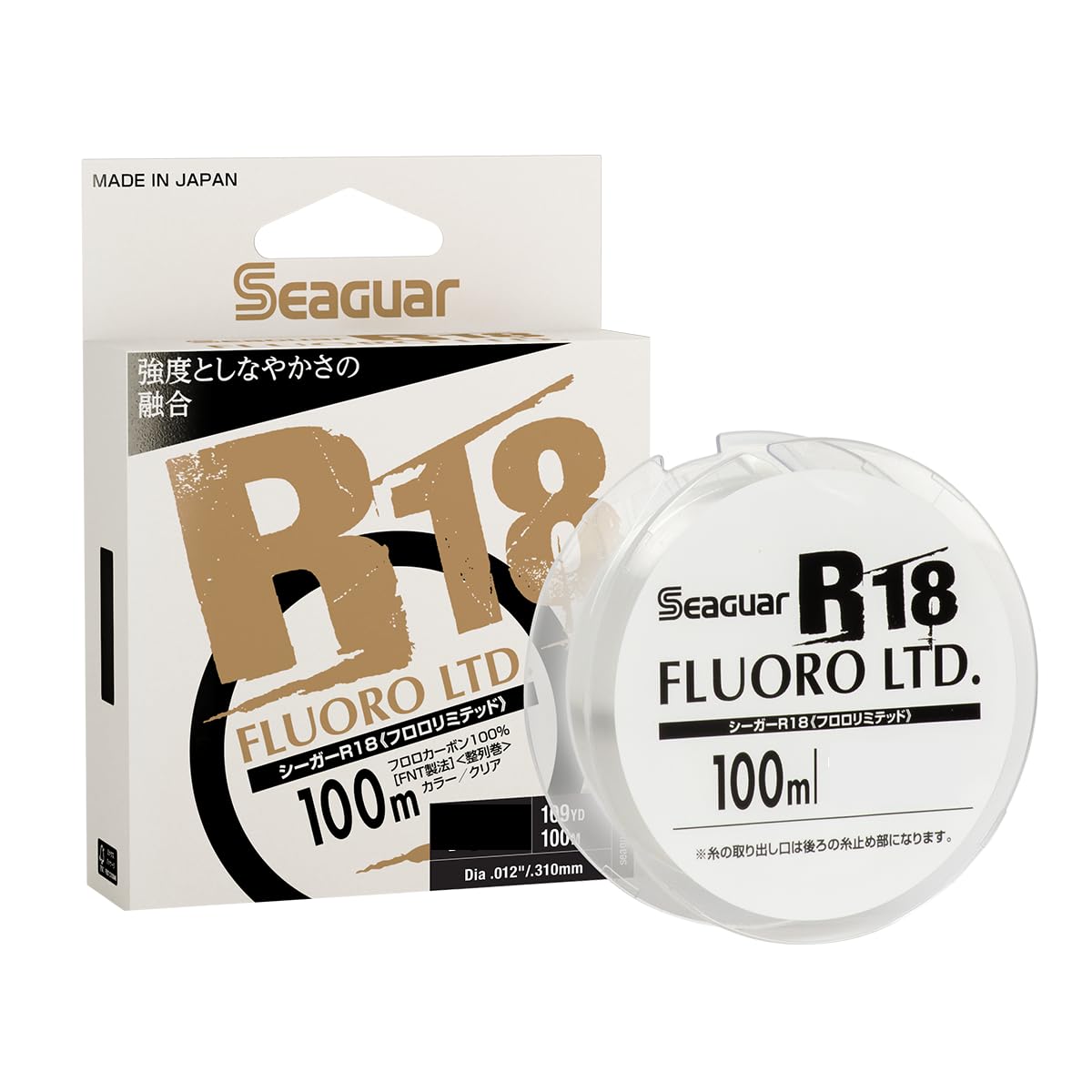 Seaguar Fluorocarbon Fishing Line JDM R18 Fluoro Ltd. 109yd, 10LB, Clear - 10RFL109