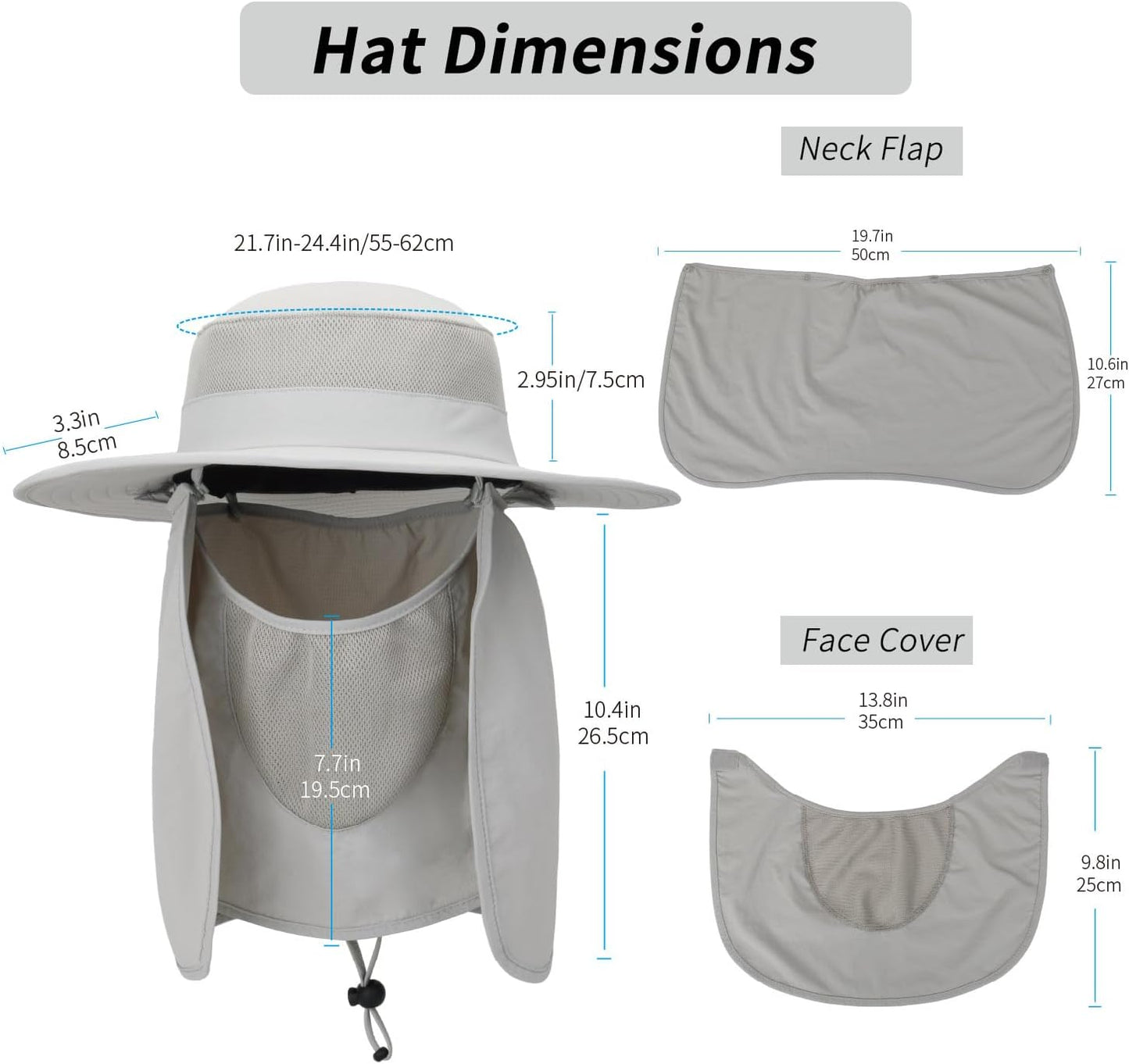 Outdoor Sun Hat - UPF 50 Waterproof Fishing Hat with Neck Flap & Face Cover | Summer Protection