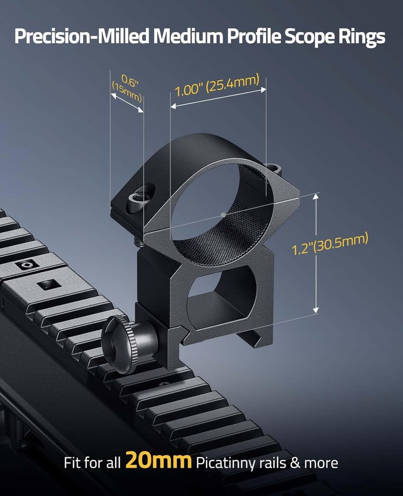 CVLIFE 1 Inch Scope Rings - Durable Scope Mount for Dovetail & Picatinny Rails | 2 Pieces