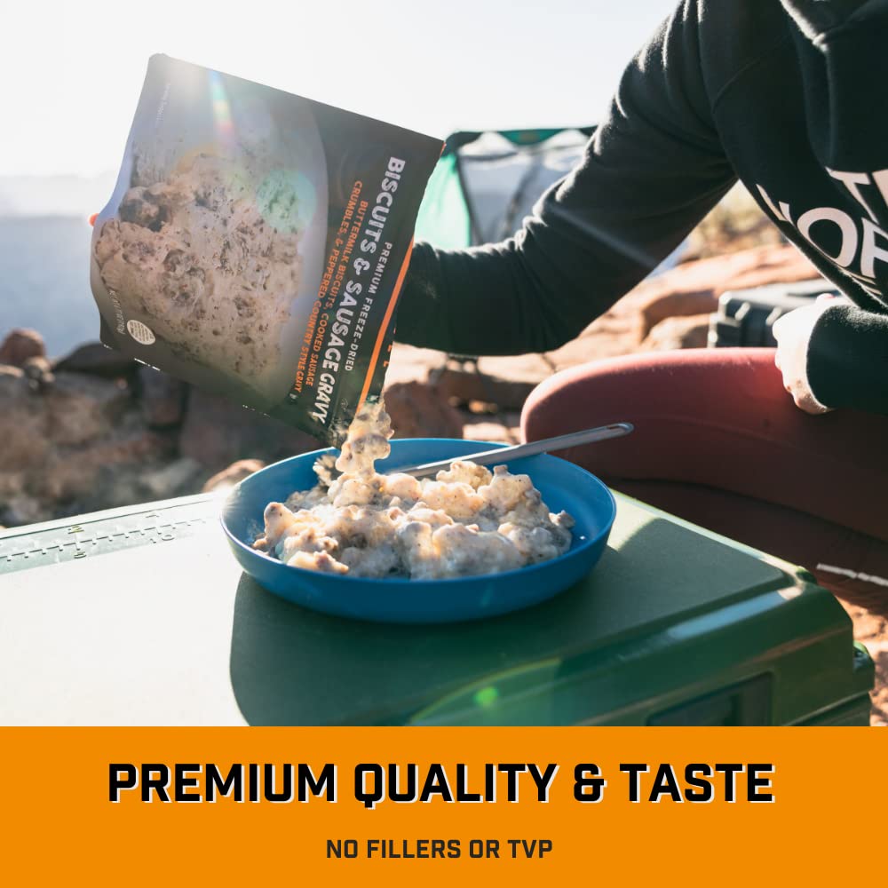 Peak Refuel Biscuits and Gravy | Premium Freeze Dried Camping Food | Backpacking & Hiking MRE Meals | Just Add Water | 100% Real Meat | 53g of Protein | 2 Serving Pouch (2 Serving Pouch)