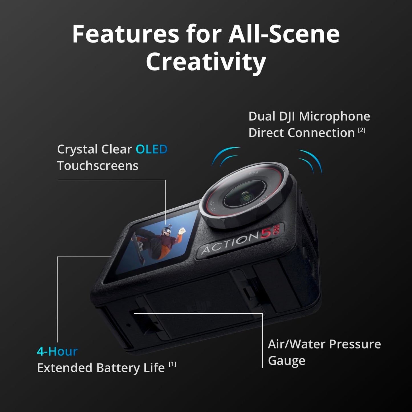 DJI Osmo Action 5 Pro Waterproof Action Camera Bundle, 1/1.3" Sensor