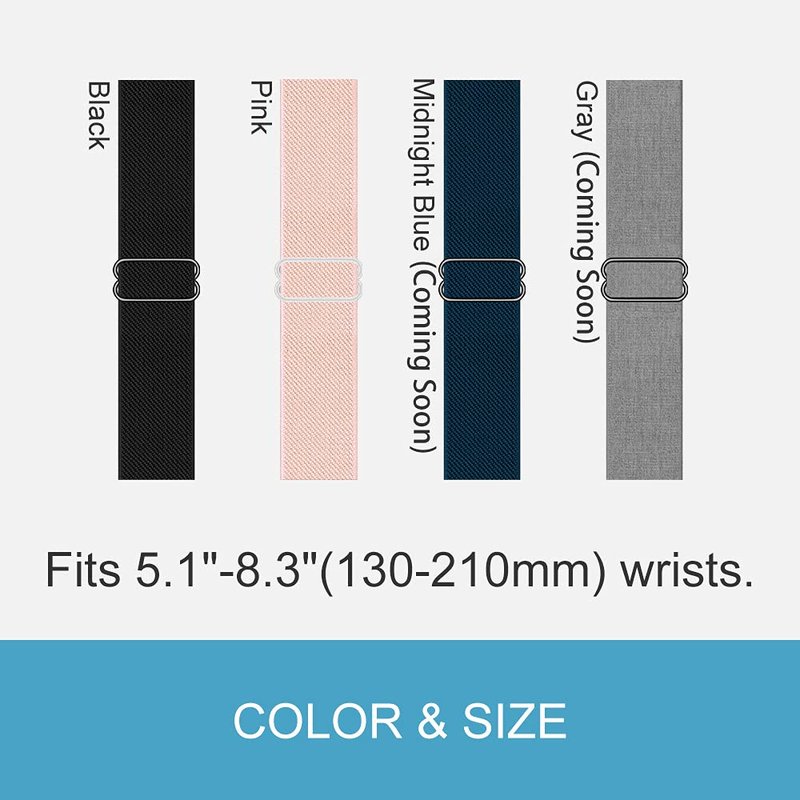 C2D JOY Stretchy Loop Nylon Strap Compatible with Garmin vivosmart HR/HR Plus Approach X40/X10 Watch Bands - Black