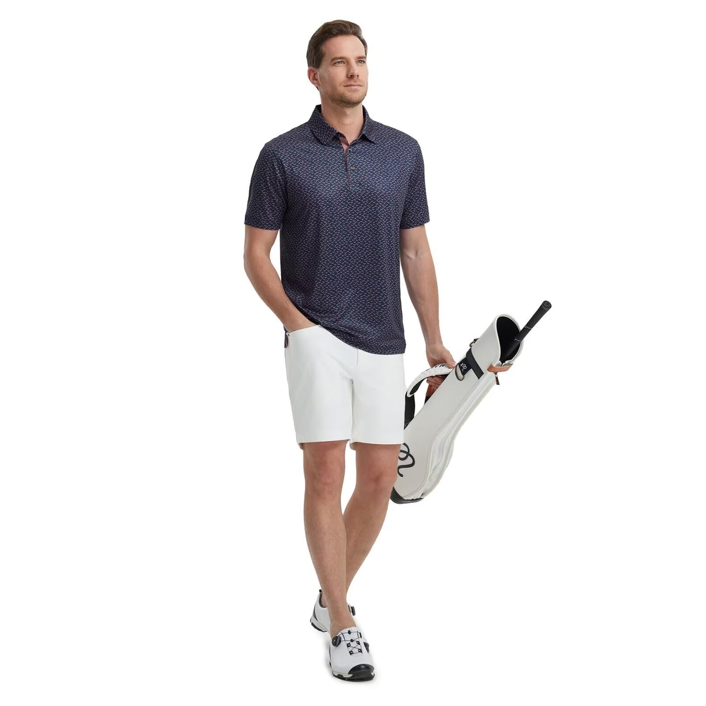 M MAELREG Polo Shirts for Men Quick Dry Fit Short Sleeve Performance Moisture Wicking Print Men’s Golf Shirts