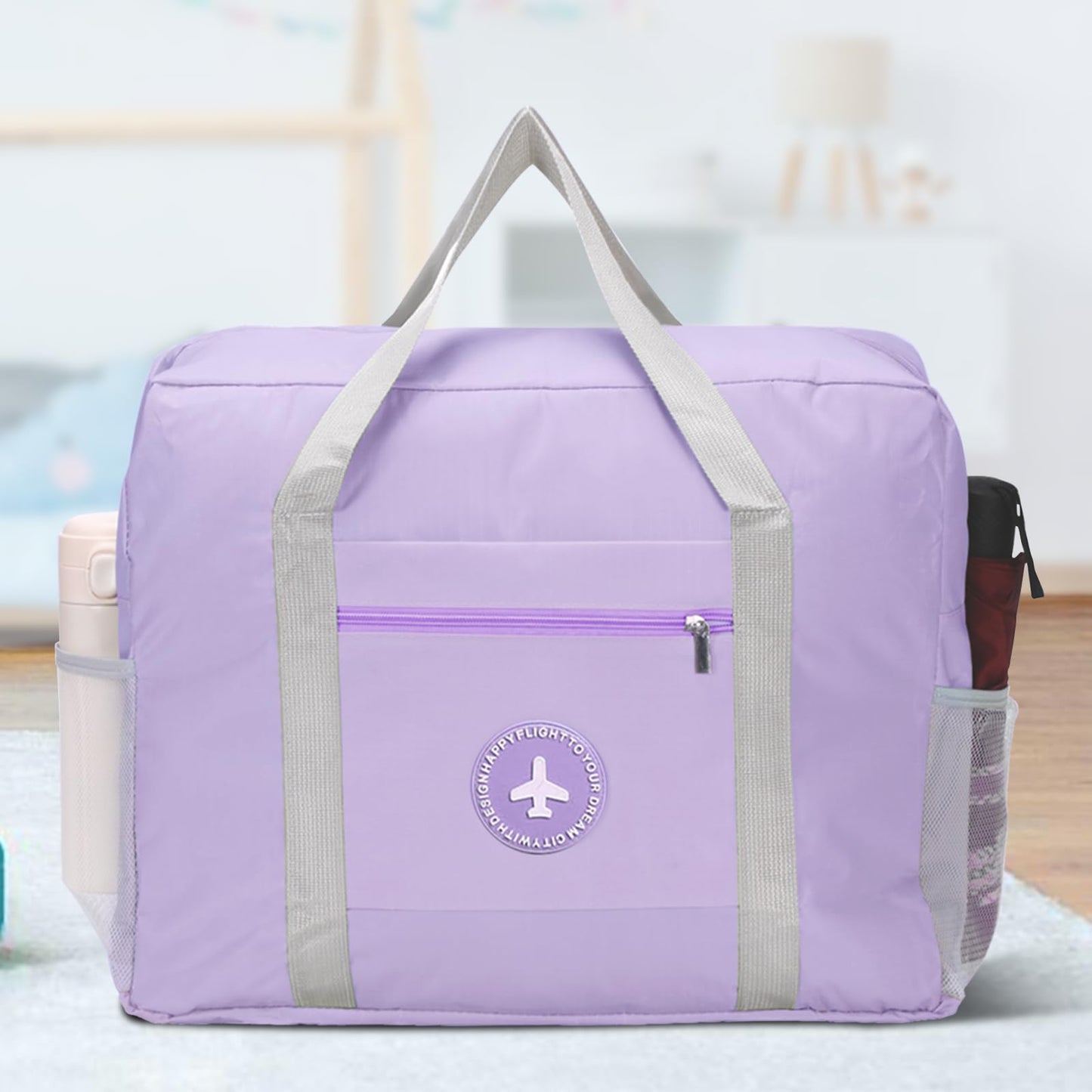 Travel Bag for Women Foldable Duffle Bag Spirit Airlines Personal Item Carry On Tote Lightweight Sports Gym Tote Weekender Overnight Bag (Purple)