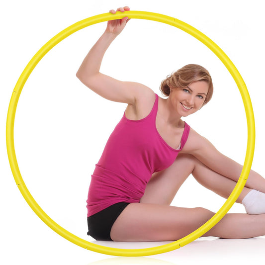 Motionchic 1pc Exercise Fitness Hoop Removable Adjustable Weighted Hoop Suitable for Weight Loss and Home Fat Burning Exercise Workouts Gym (Yellow)