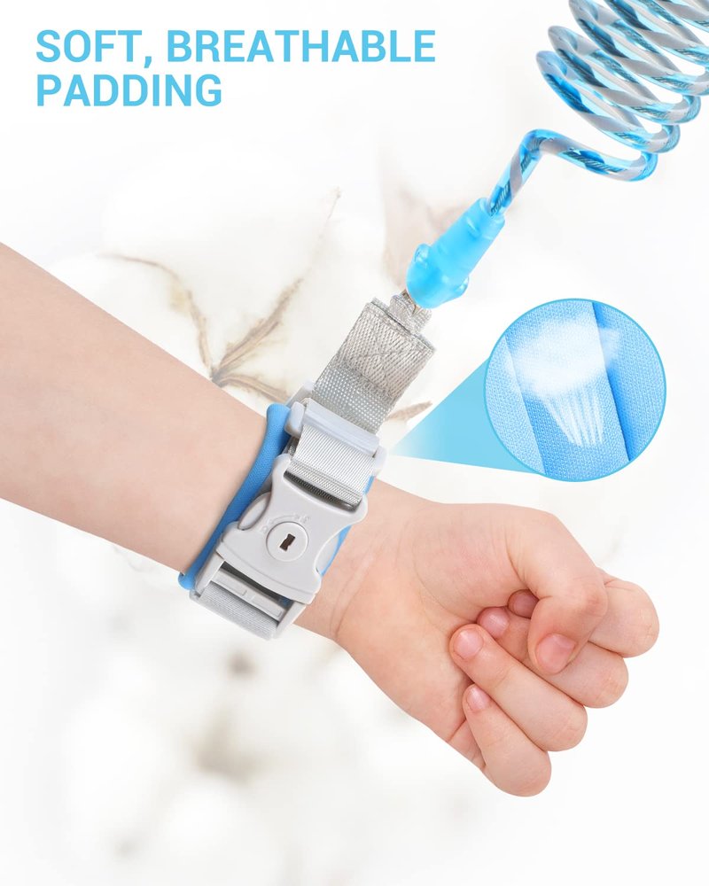 Anti-Lost Wrist Link for Toddlers - 2-in-1 Safety Wristband Leash with Key & Lock | 6.56ft Kids Walking Harness for Travel