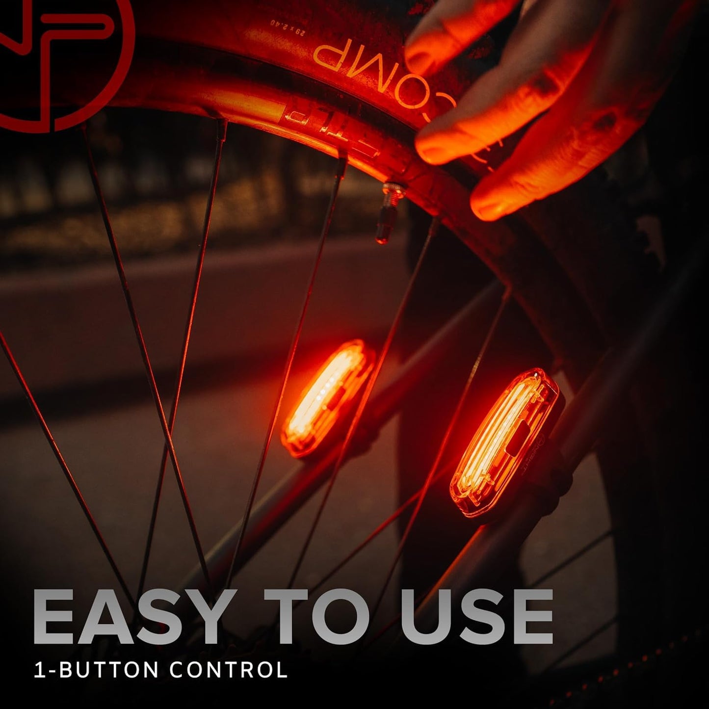 DUO-120 Red & White LED USB-C Rechargeable Bike Light Set Strobe Flashing Front or Rear Safety Warning Road Bike, Mountain Bike, BMX (2 Pack)