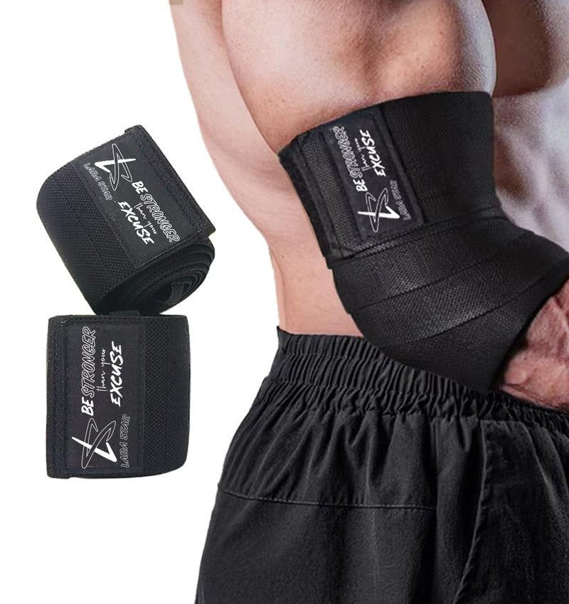 Elbow Wraps for Weightlifting, Bench Press, Cross Training & Powerlifting for Men and Women - 47" Nylon (1 Pair) Elbow Straps - Increases Stability of Joints and Supports Injury Recovery