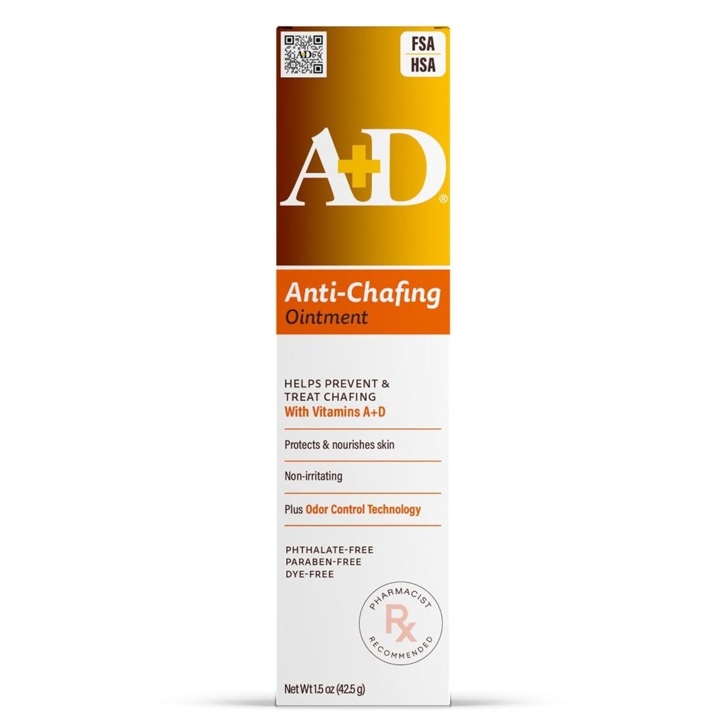 A+D Anti-Chafing Ointment - Protect & Treat Skin Irritation from Friction | 1.5 oz, Odor Control Technology