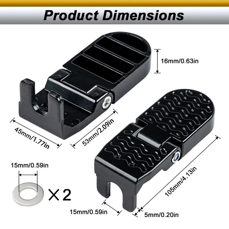 2PCS 15MM U Slot Bike Rear Pedals,Aluminium Alloy Bicycle Bike Peg, Non-Slip Ebike Pegs for Passenger, Folding Bike Rear Pedals for E-Bike, Mountain Bike,Road Bike, BMX Accessories