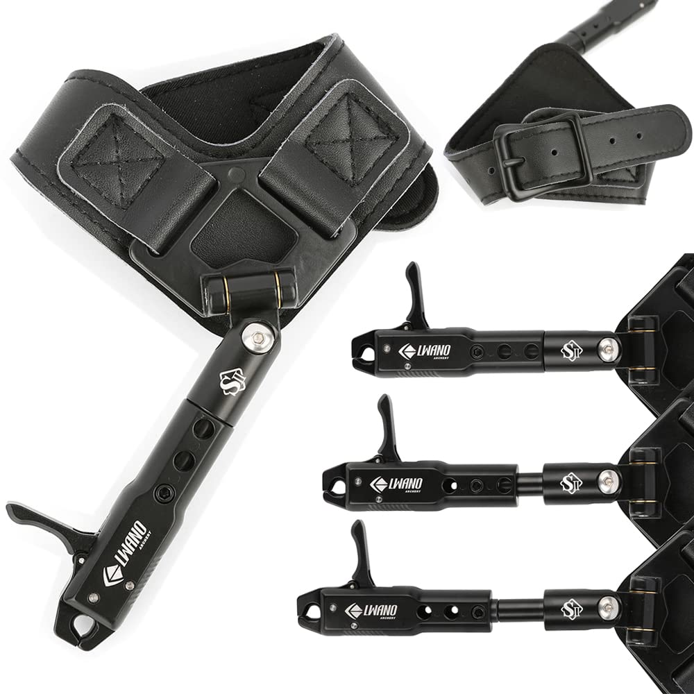ZSHJGJR Archery Compound Bow Release Aids Trigger 360° Adjustable Wristband Release Aids for Adults Youth Kids Bow Hunting Shooting Accessories (Black #1)